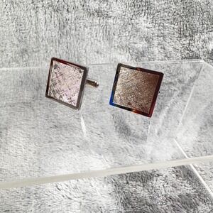 Vintage Dante Silver Tone Square Cufflinks Textured Modernist Mid Century